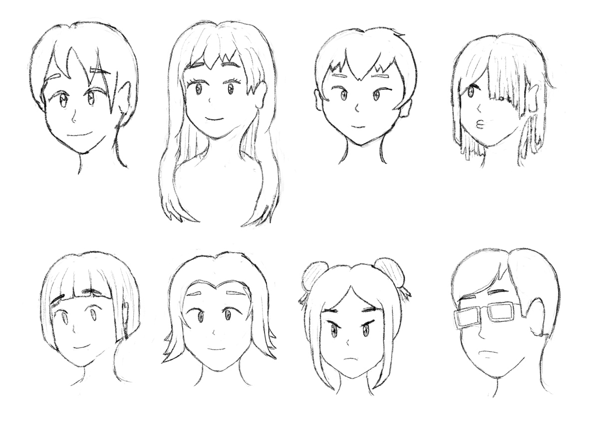 髪のデフォルメ練習